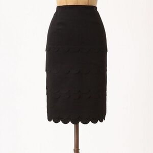 Anthropologie Maeve scallop pencil wool skirt